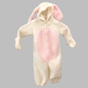 Old Navy FUZZY fleece white pink BUNNY Easter Bunny Costume with Ears baby 6-12M